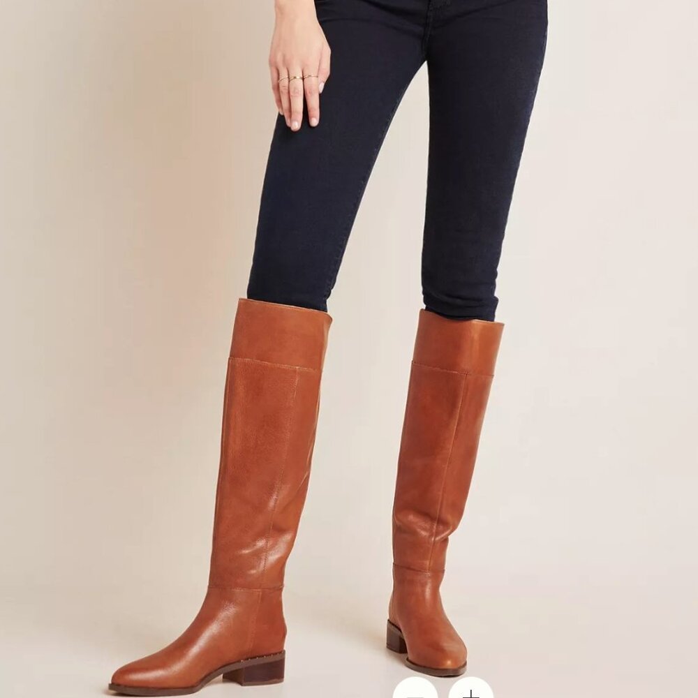 NWOT Franco Sarto Daya Light Brown Leather Knee High Boots Size 5